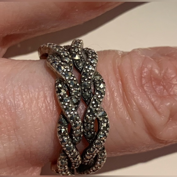 Sterling silver marquisite ring - stamped - Picture 5 of 9